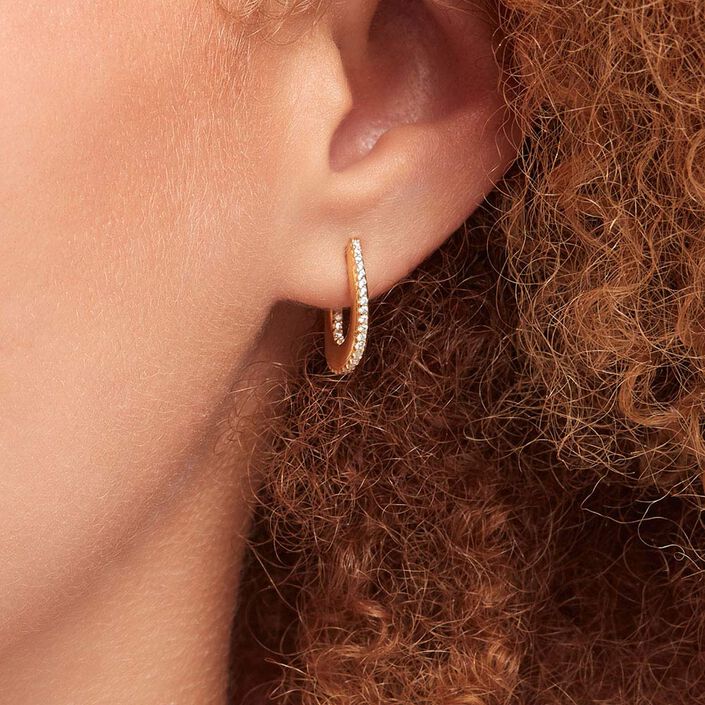 Créoles GEMINI - Cristal / Doré - Boucles d'oreilles  | Agatha