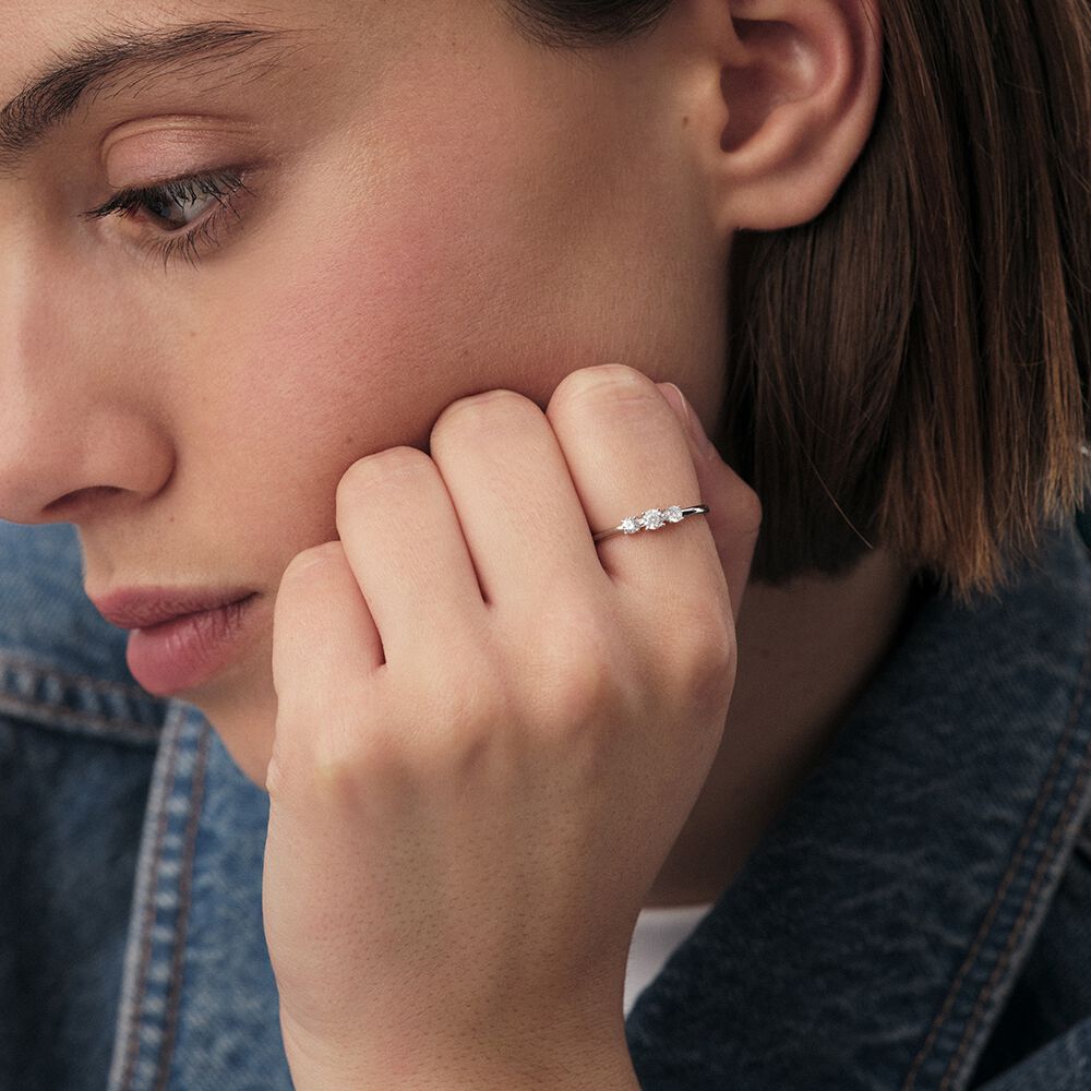 Bague fine SOL - Cristal / Argenté - Bagues avec pierre  | Agatha
