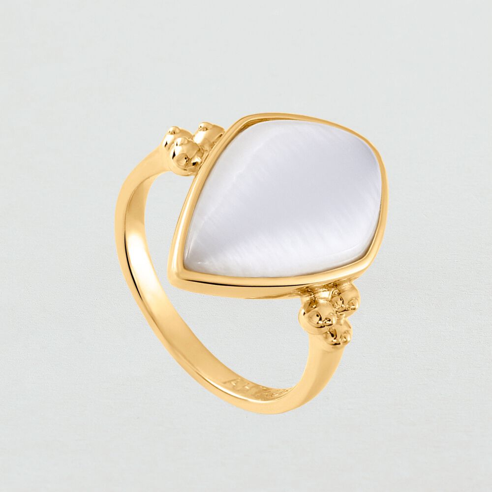 Bague fine CREPUSCULE - Blanc / Doré - Bagues fines  | Agatha