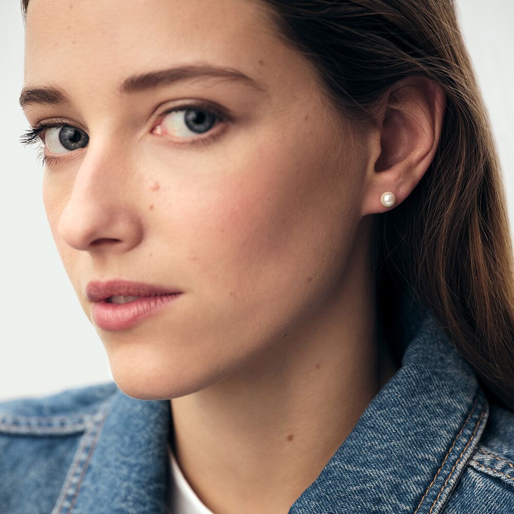 Boucles d'oreilles puces PERLYS - Perle / Argent&eacute; - Boucles d'oreilles puces  | Agatha