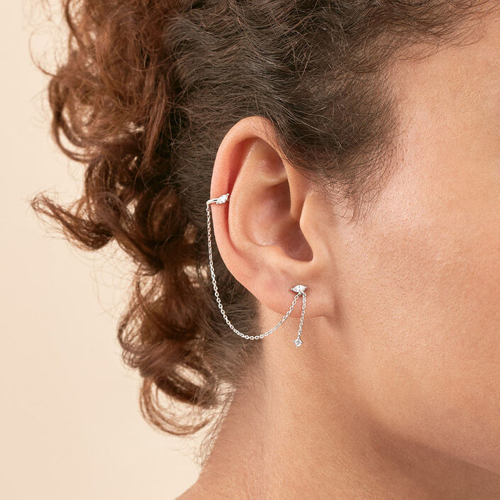 Piercing ear cuff AMAS - Cristal / Argenté - Piercings  | Agatha