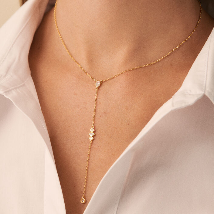 Collier mi-long PIRAMIDE - Cristal / Doré - Colliers  | Agatha