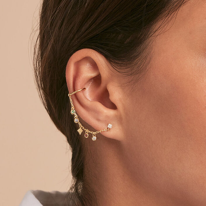Piercing ear cuff MIX & MATCH - Multicolore / Doré - Piercings  | Agatha