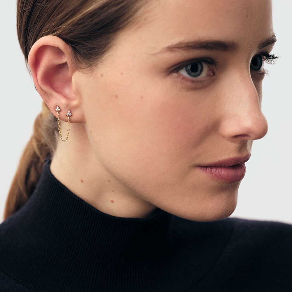 Piercing puce BONISIMO - Cristal / Dor&eacute; - Argent v&eacute;ritable  | Agatha