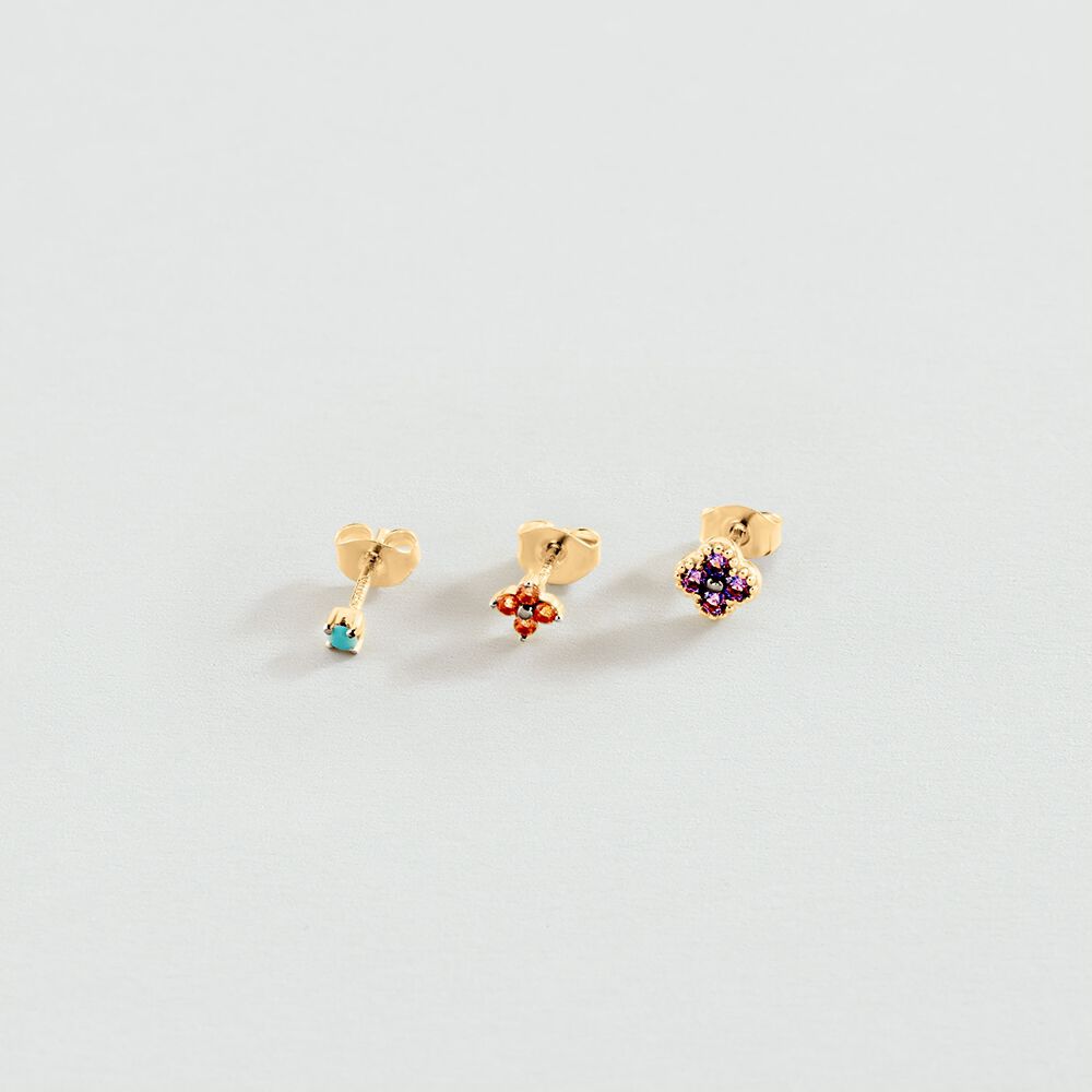 Piercing puce FLOWERY - Multicolore / Doré - Piercings  | Agatha