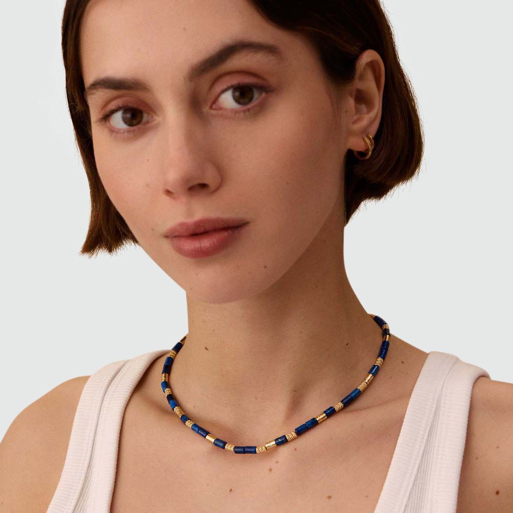 Collier Ras Du Cou Femme Chaine Forcat Or Jaune 750-1000 Et Perle De