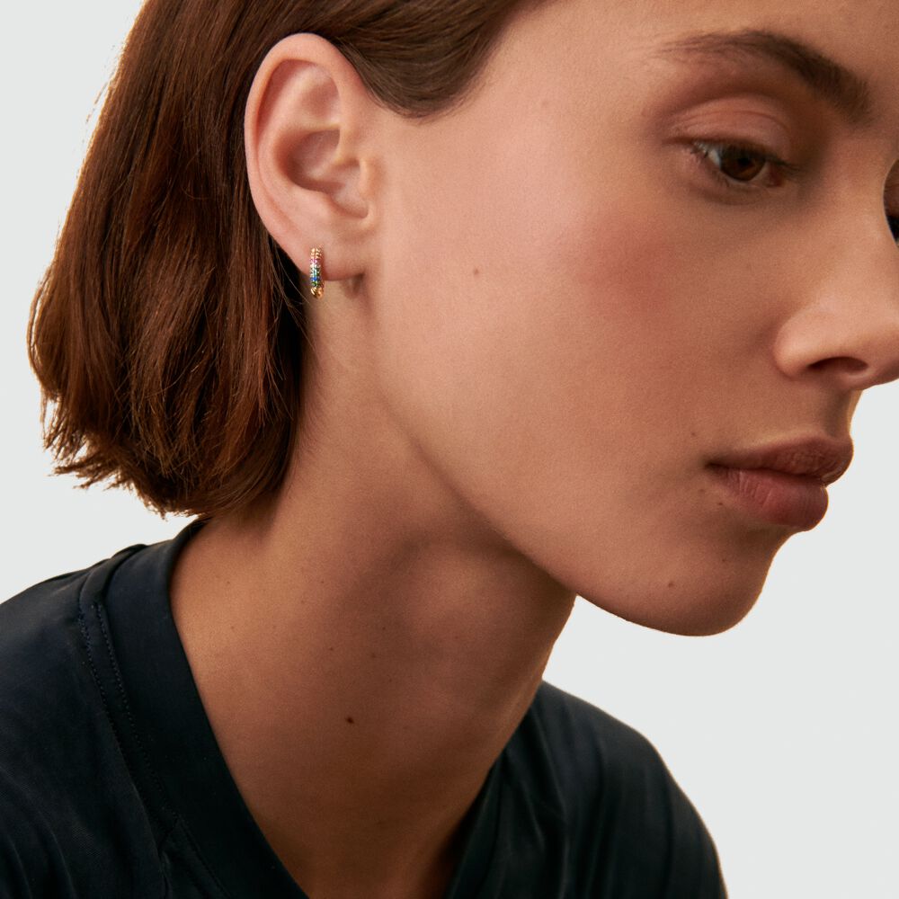 Piercing cr&eacute;ole SIENNA - Multicolore / Dor&eacute; - Argent v&eacute;ritable  | Agatha