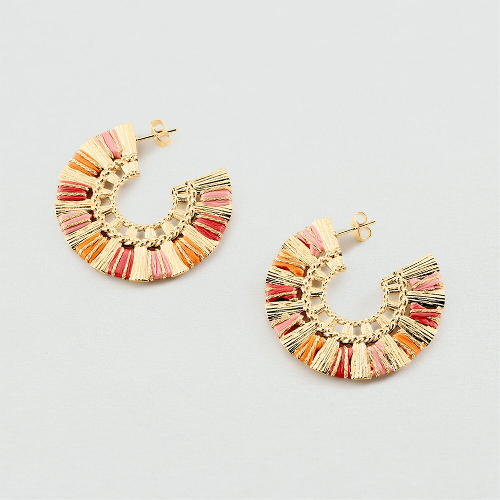Créoles RAFIA - Rose / Doré - Boucles d'oreilles fantaisies  | Agatha
