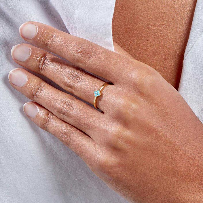Bague fine BELOVED - Turquoise / Doré - Bagues  | Agatha