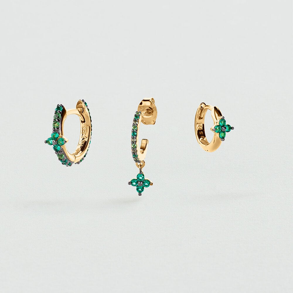 Set de boucles d'oreilles BELOVED MIX & MATCH - Vert / Dor&eacute; - Boucles d'oreilles  | Agatha