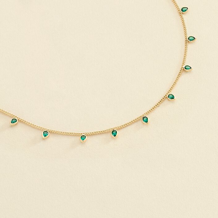 Collier ras du cou NEITH - Vert / Doré - Boucles d'oreilles  | Agatha