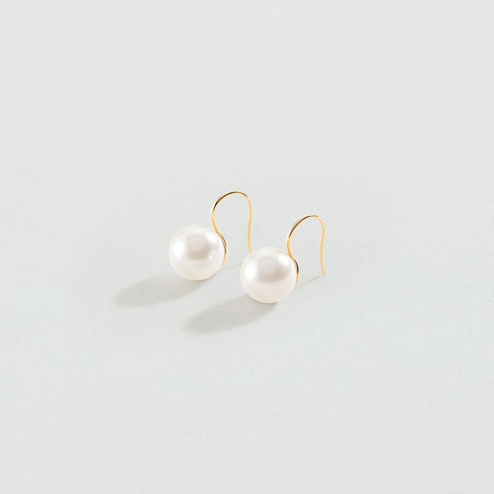 Boucles d'oreilles pendantes PERLYS - Perle / Doré - Boucles d'oreilles fantaisies  | Agatha