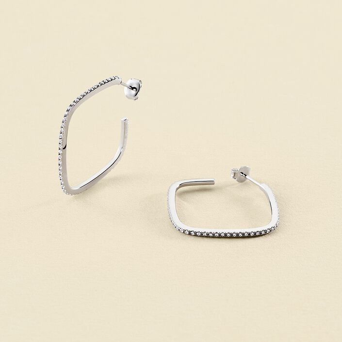Créoles SISSI - Cristal / Argenté - Boucles d'oreilles  | Agatha