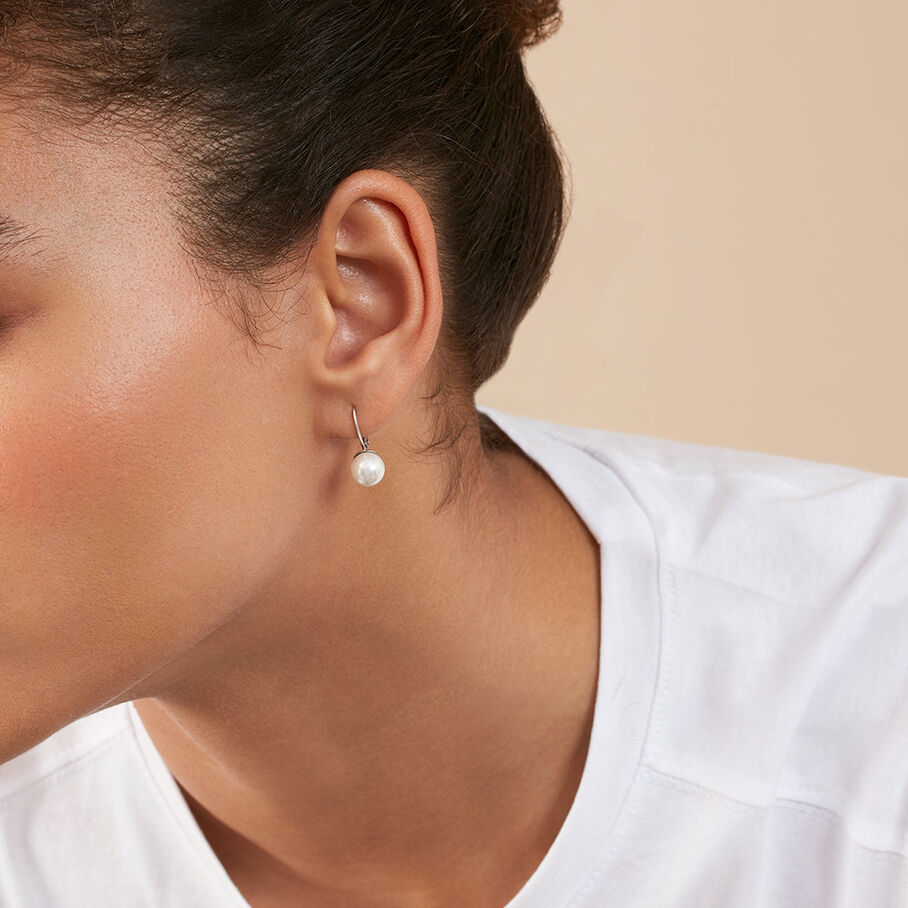 Boucles d'oreilles pendantes PEARLY - Perle / Argenté - Boucles d'oreilles  | Agatha