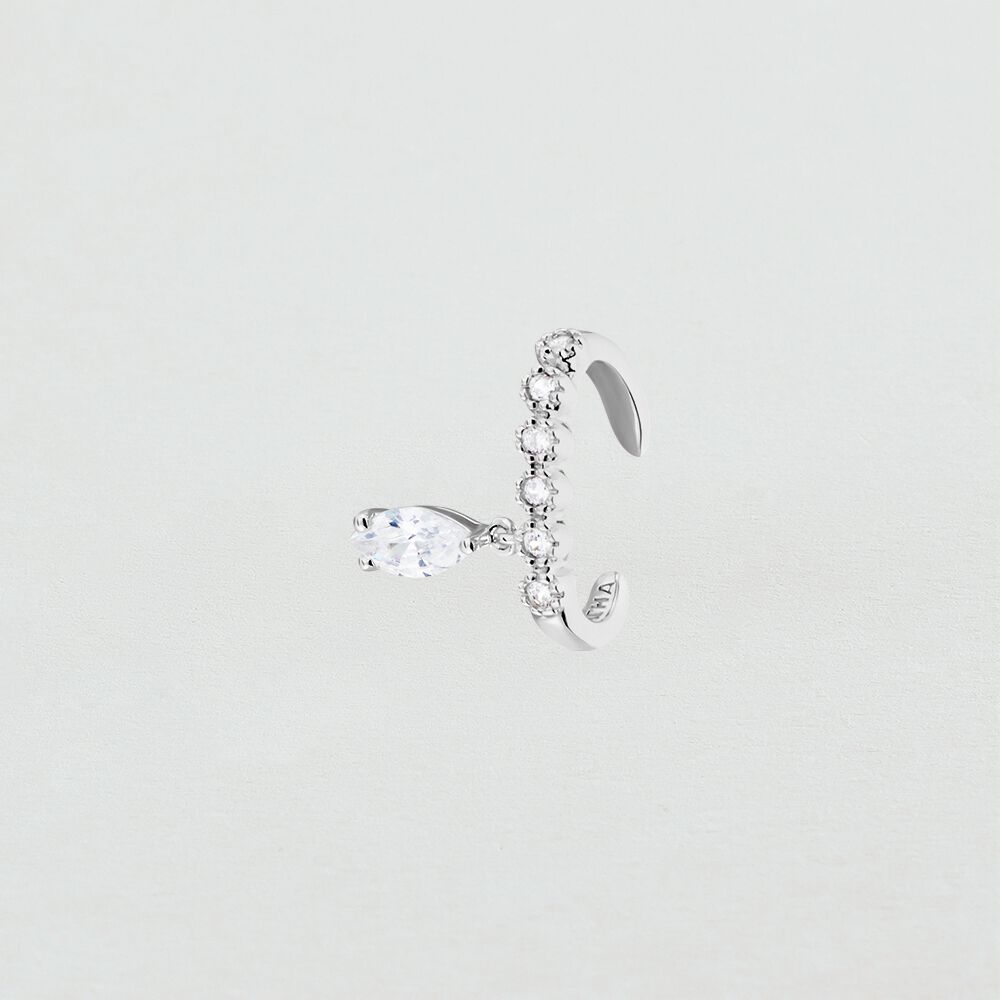 Piercing ear cuff NAVETA - Cristal / Argent&eacute; - Argent v&eacute;ritable  | Agatha
