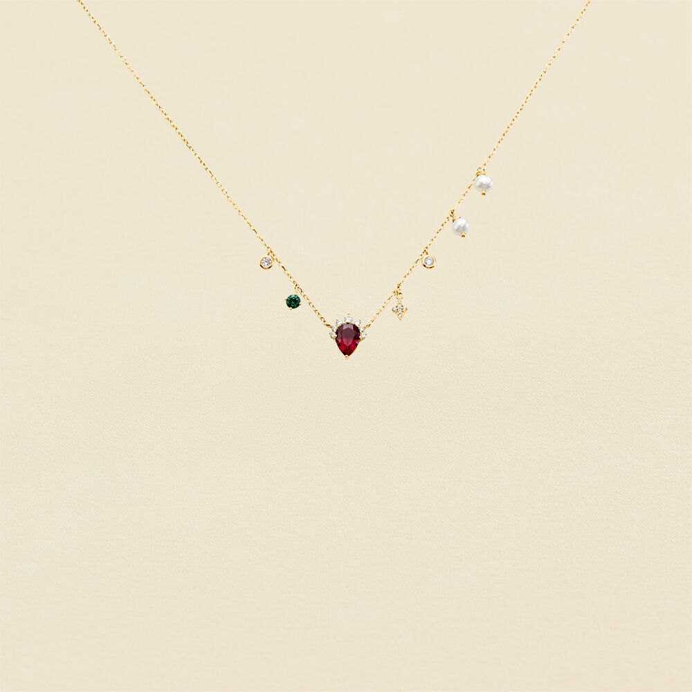 Collier ras du cou ASTRE - Rose / Doré - Colliers fantaisie  | Agatha