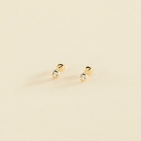 Boucles d'oreilles puces BRILLANT - Cristal / Doré - Boucles d'oreilles puces  | Agatha