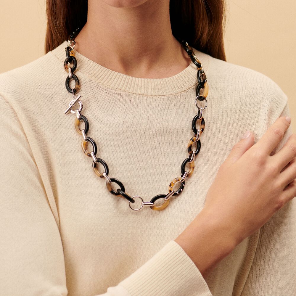 Collier mi-long ARIA - Ecaille / Noir - Colliers fantaisie  | Agatha