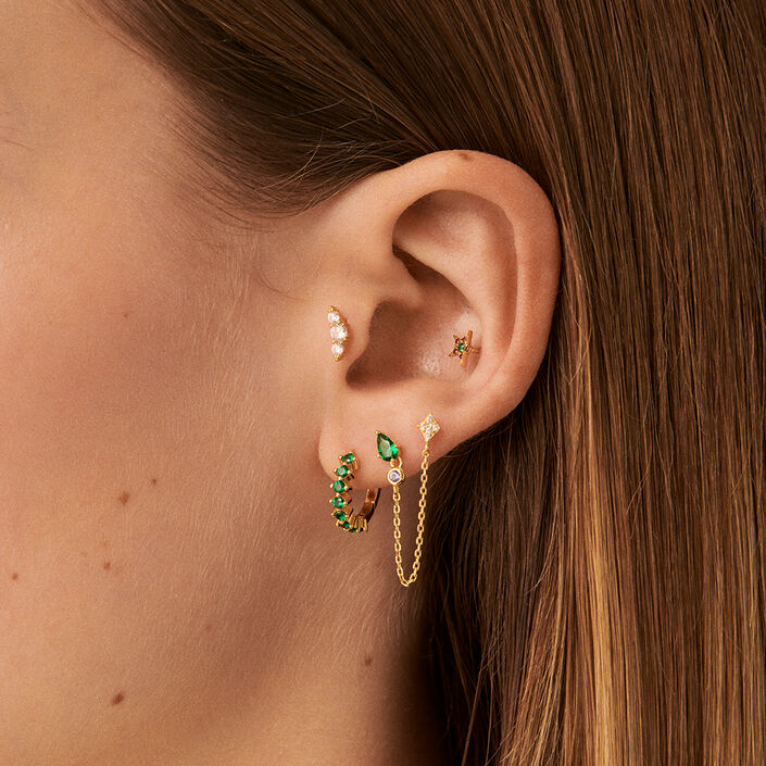 Piercing puce CROISSAN - Cristal / Doré - Piercings  | Agatha