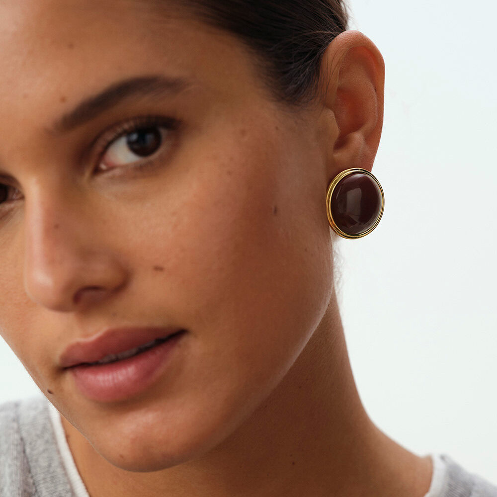 Boucles d'oreilles pendantes PALAIS ROYAL - Bordeaux / Dor&eacute; - Boucles d'oreilles pendantes  | Agatha