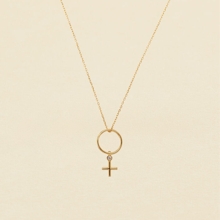 Collier mi-long FEMME - Cristal / Doré - Colliers  | Agatha