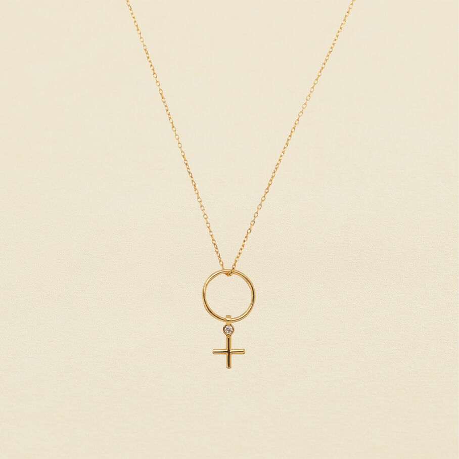 Collier mi-long FEMME - Cristal / Doré - Colliers  | Agatha