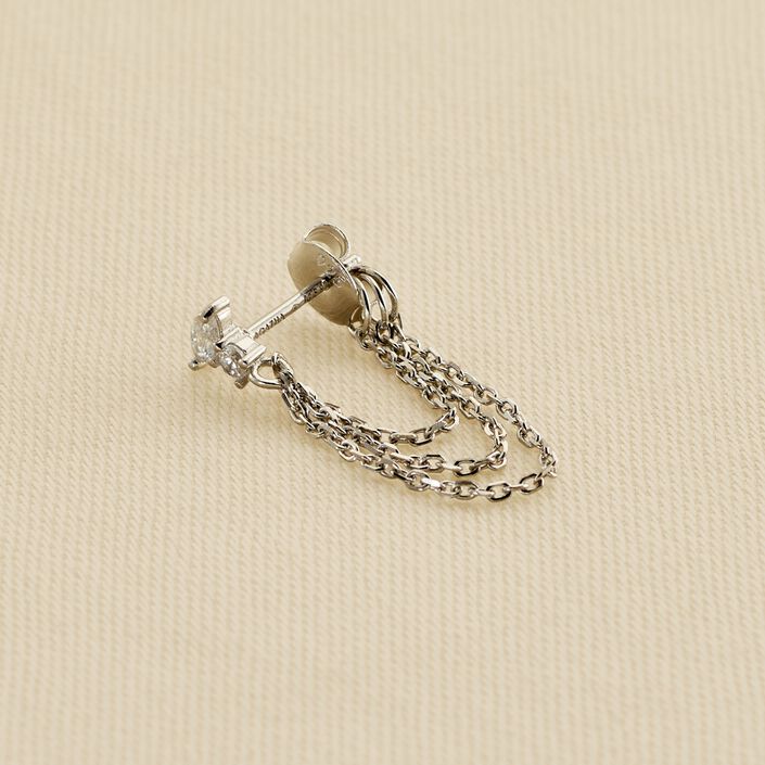 Piercing créole AMAS - Cristal / Argenté - Piercings  | Agatha
