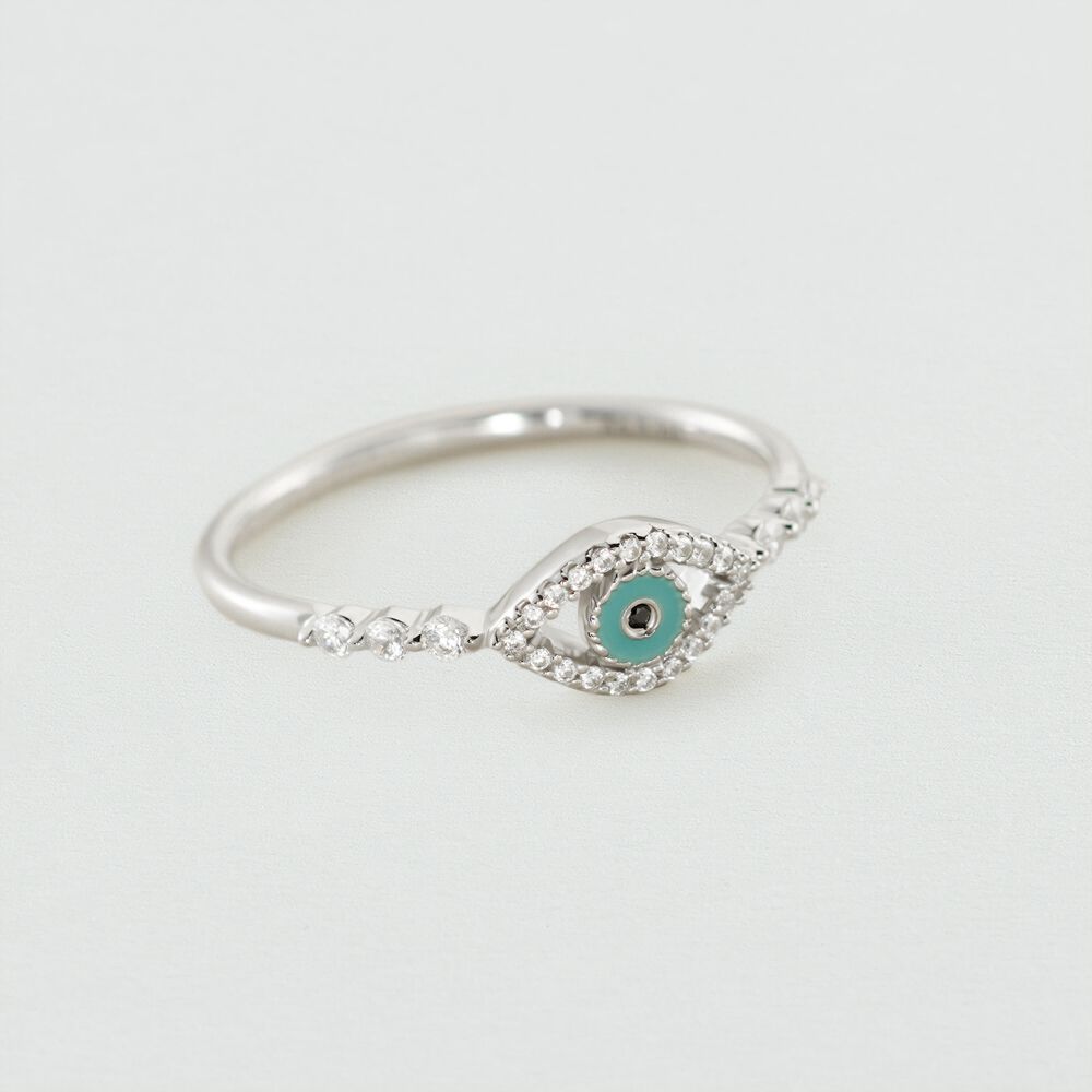 Bague fine LUCKY EYE - Turquoise / Argenté - Outlet  | Agatha