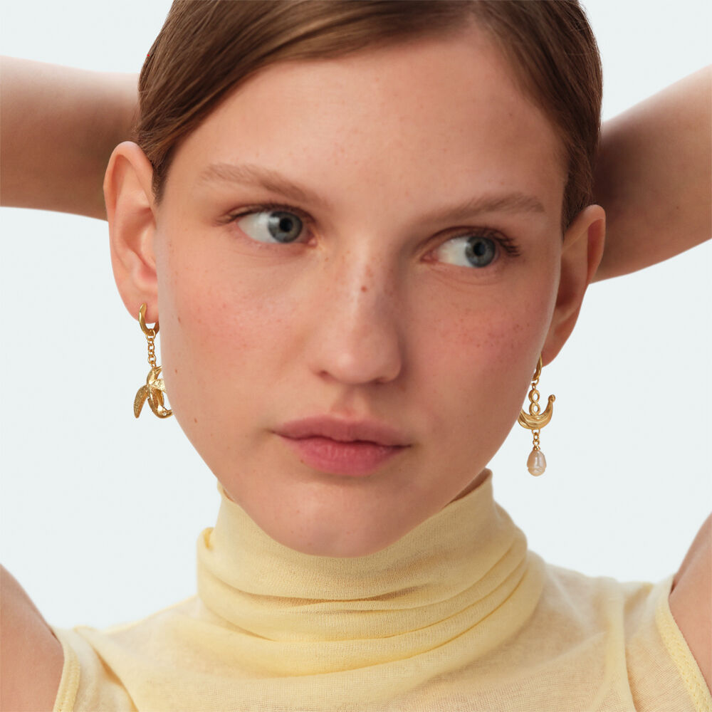 Boucles d'oreilles pendantes PANGEA - Dor&eacute; / Multicouleur - Boucles d'oreilles pendantes  | Agatha