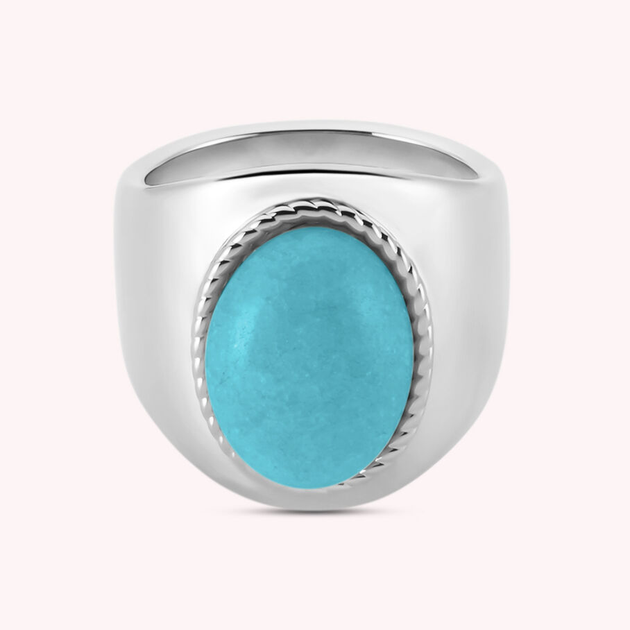 Bague large ALOHA - Turquoise / Argenté - Bagues  | Agatha