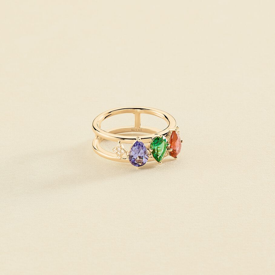 Bague large ASTRE - Multicolore / Doré - Bagues  | Agatha