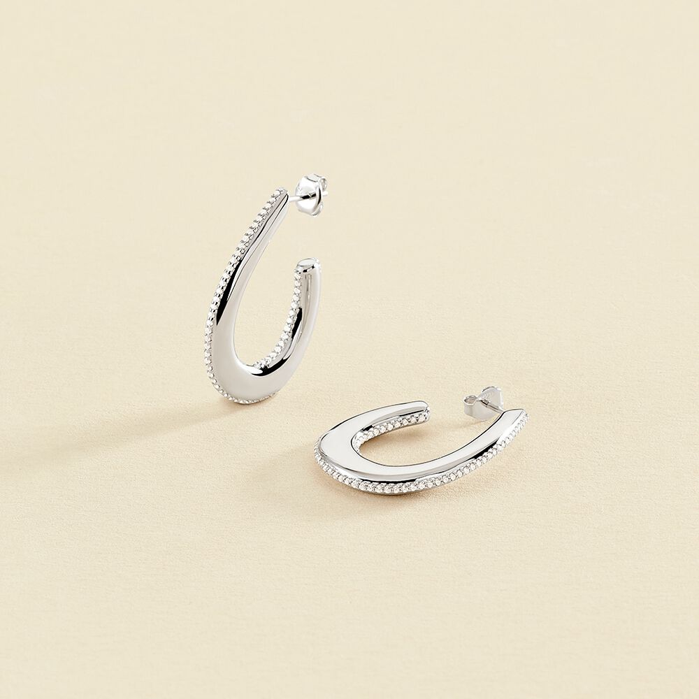 Créoles GEMINI - Cristal / Argenté - Boucles d'oreilles  | Agatha