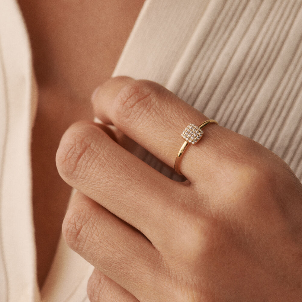 Bague fine GLORIA - Cristal / Doré - Bagues avec pierre  | Agatha