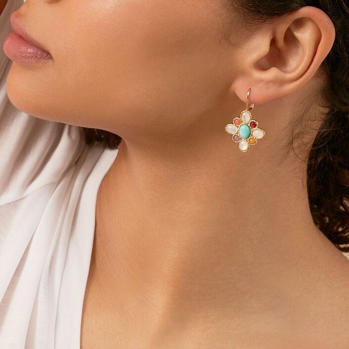 Boucles d'oreilles pendantes ARLEQUIN - Multicolore / Doré - Boucles d'oreilles  | Agatha