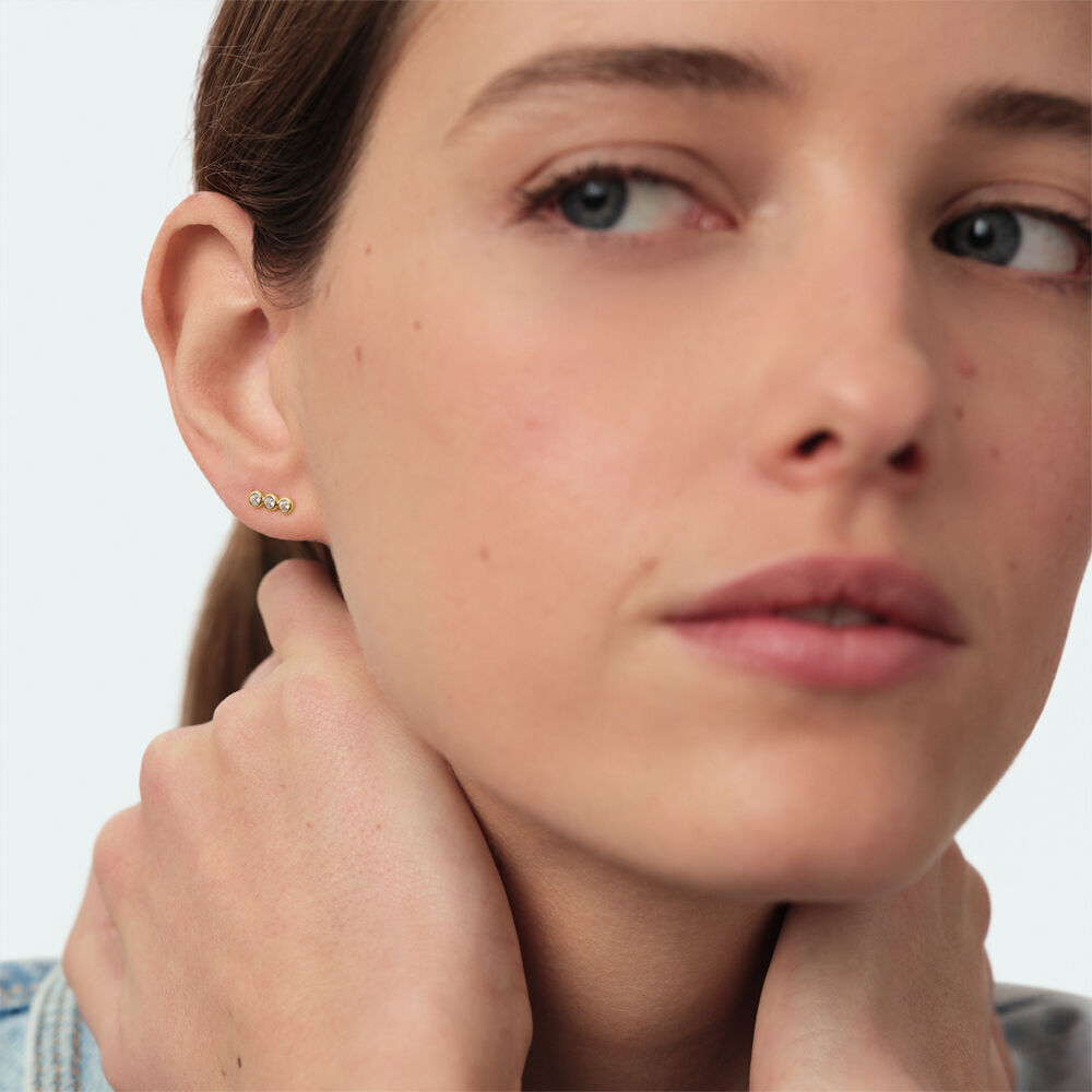 Boucles d'oreilles puces OD&Eacute;ON - Cristal / Dor&eacute; - Boucles d'oreilles puces  | Agatha