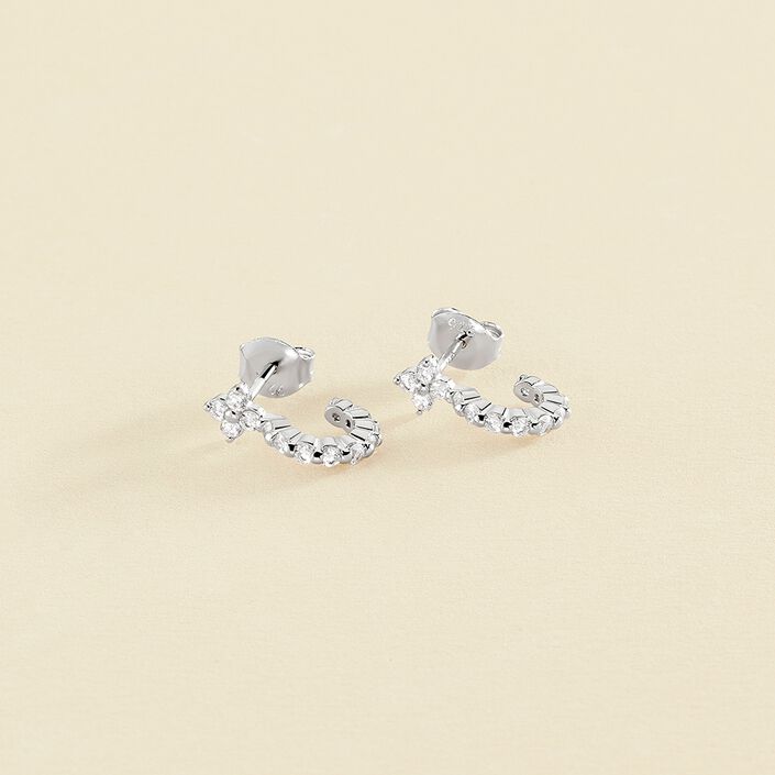 Créoles BELOVED - Cristal / Argenté - Boucles d'oreilles  | Agatha