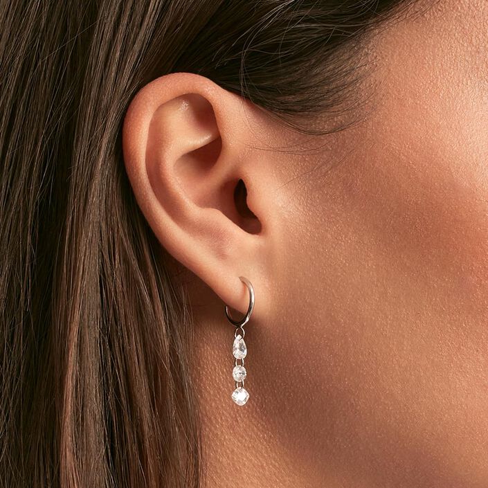 Créoles PETILLE - Cristal / Argenté - Boucles d'oreilles  | Agatha