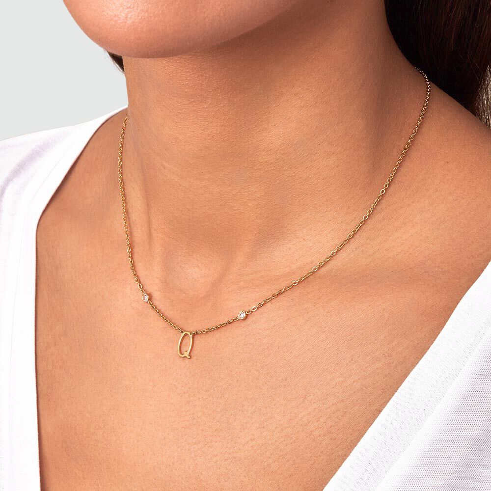 Collier ras du cou LETTRE Q - Cristal / Doré - Colliers ras du cou  | Agatha