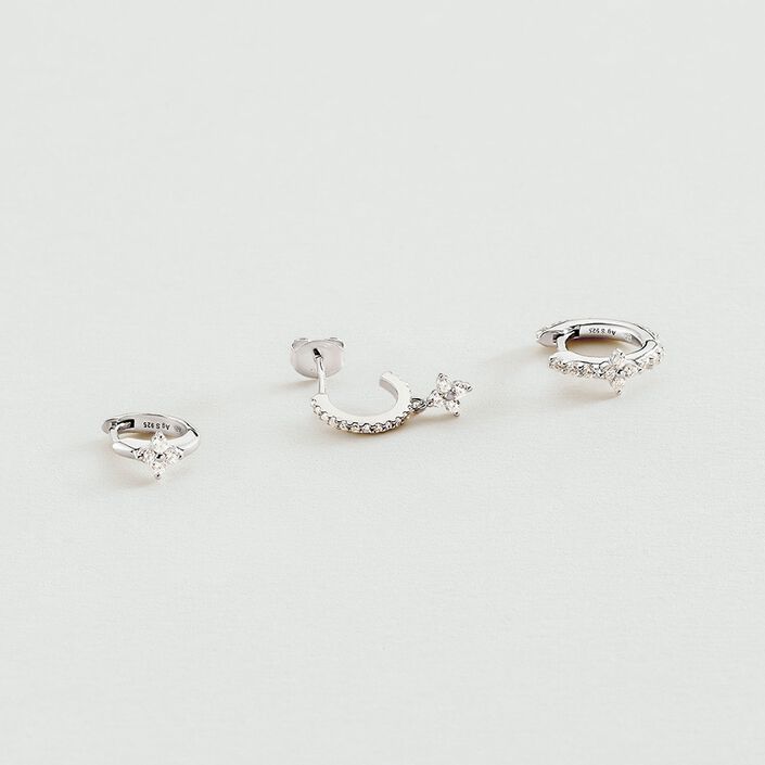 Piercing créole MIX& MATCH - Cristal / Argenté - Piercings  | Agatha