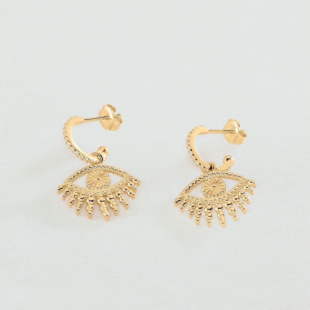 Créoles LUCKY EYE - Vert / Doré - Boucles d'oreilles  | Agatha