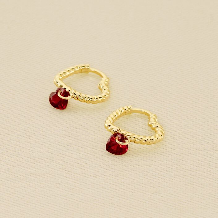 Créoles BEGUIN - Rouge / Doré - Boucles d'oreilles  | Agatha