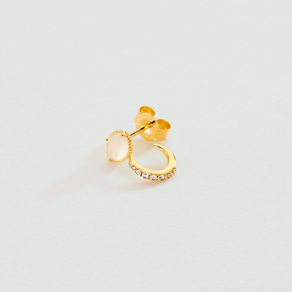 Piercing cr&eacute;ole PRECIEUX - Blanc / Dor&eacute; - Argent v&eacute;ritable  | Agatha