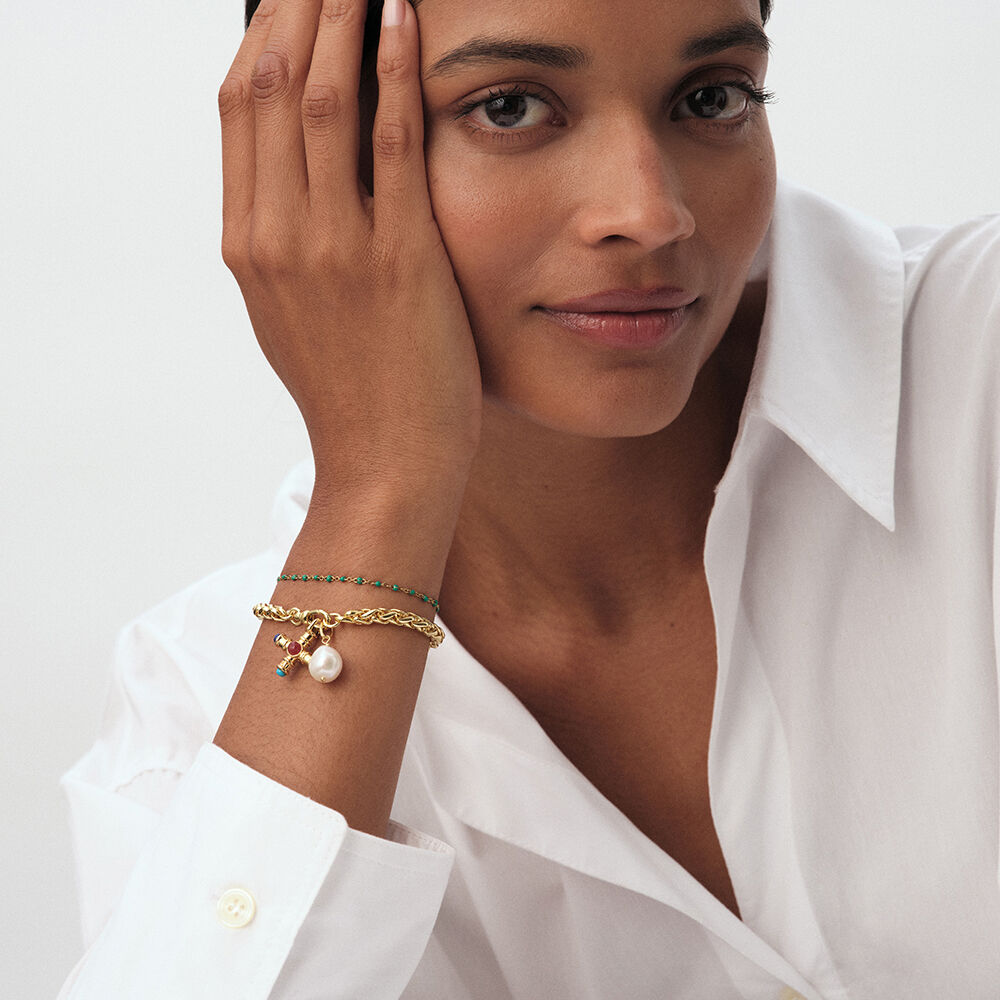 Bracelet souple SMARTY - Vert / Dor&eacute; - Bracelets souples  | Agatha