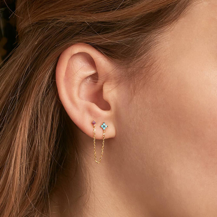 Piercing puce MIX& MATCH - Turquoise / Doré - Piercings  | Agatha