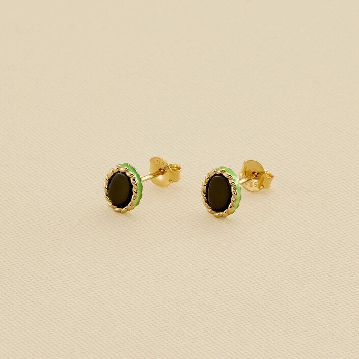 Boucles d'oreilles puces ATMA - Onyx/ vert - Boucles d'oreilles puces  | Agatha