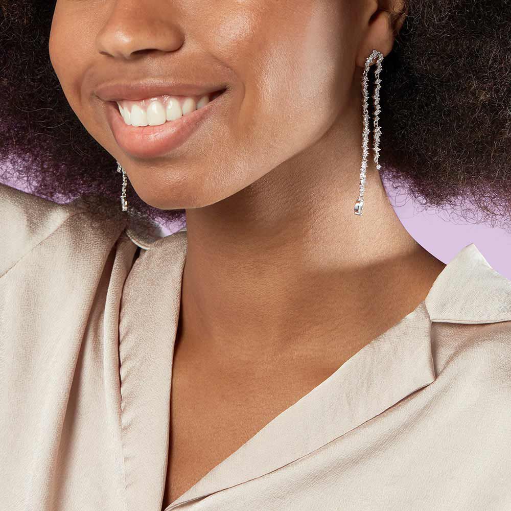 Boucles d'oreilles pendantes PLEIADES - Cristal / Argenté - Outlet  | Agatha