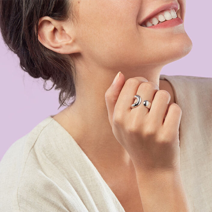 Bague ajustable ICONIQUE - Argenté - Bagues  | Agatha