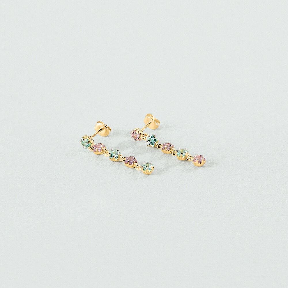 Boucles d'oreilles pendantes SPACEAG - Multicolore / Doré - Boucles d'oreilles fantaisies  | Agatha