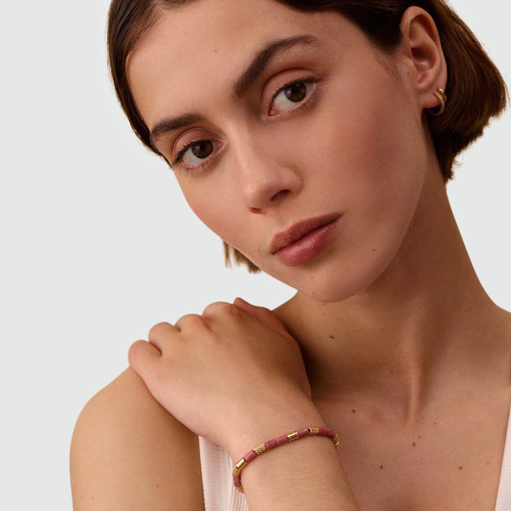Bracelet souple PETRA - Rhodochrosite / doré - Bracelets fantaisie  | Agatha