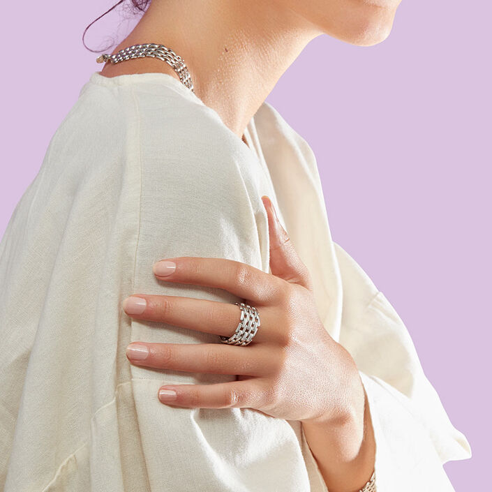 Bague large MINUIT - Argenté - Bagues  | Agatha